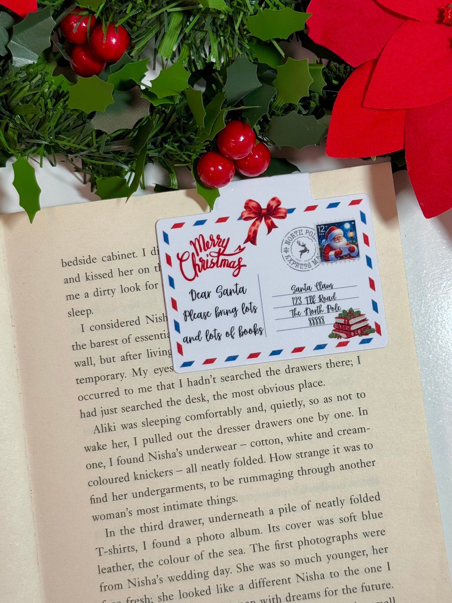 Christmas Postcard Magnetic Bookmark