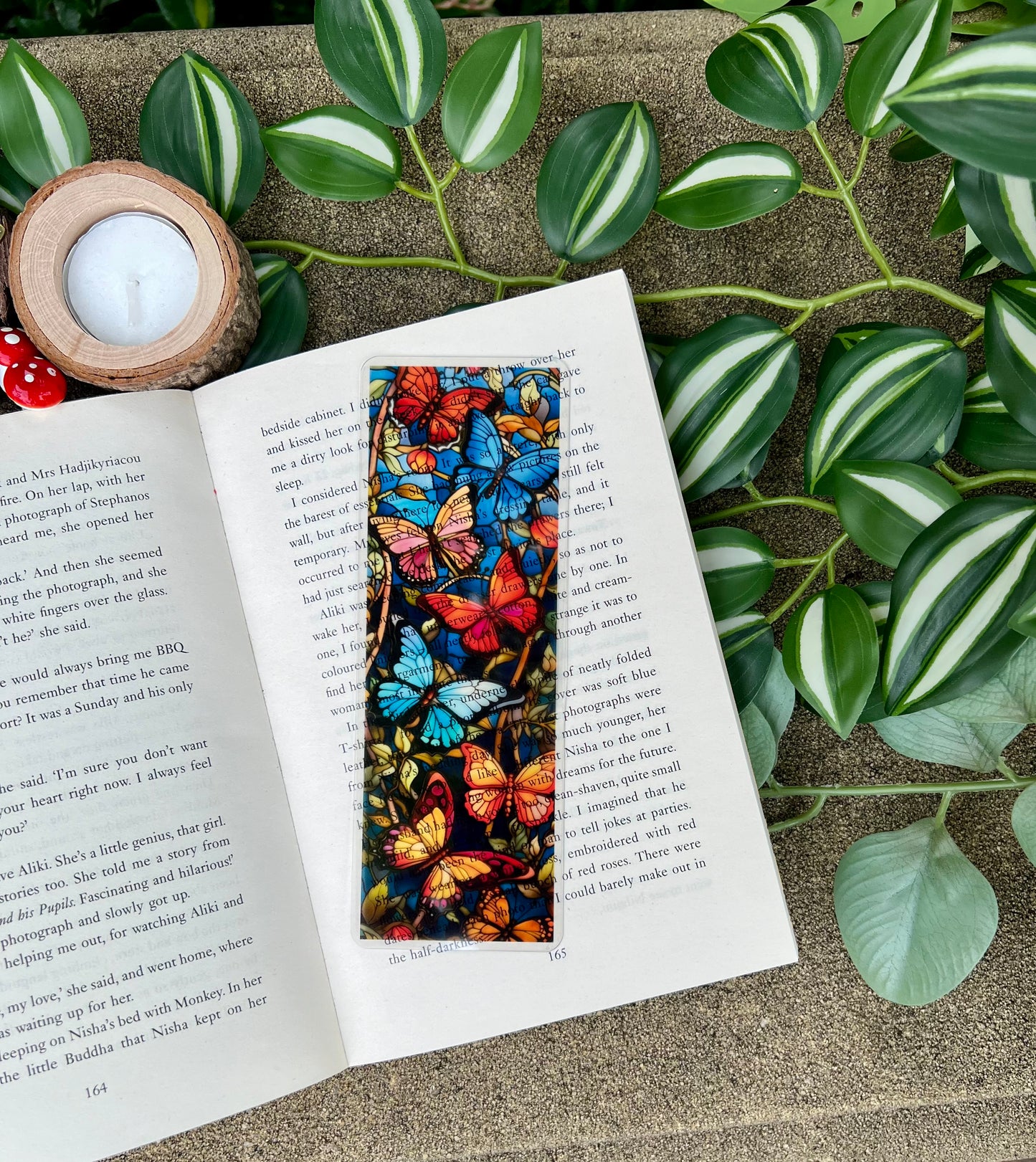 Stained Glass Style Butterflies Bookmark
