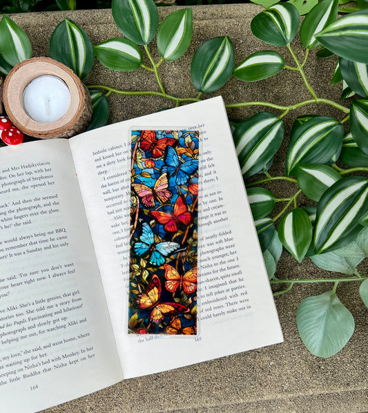 Stained Glass Style Butterflies Bookmark