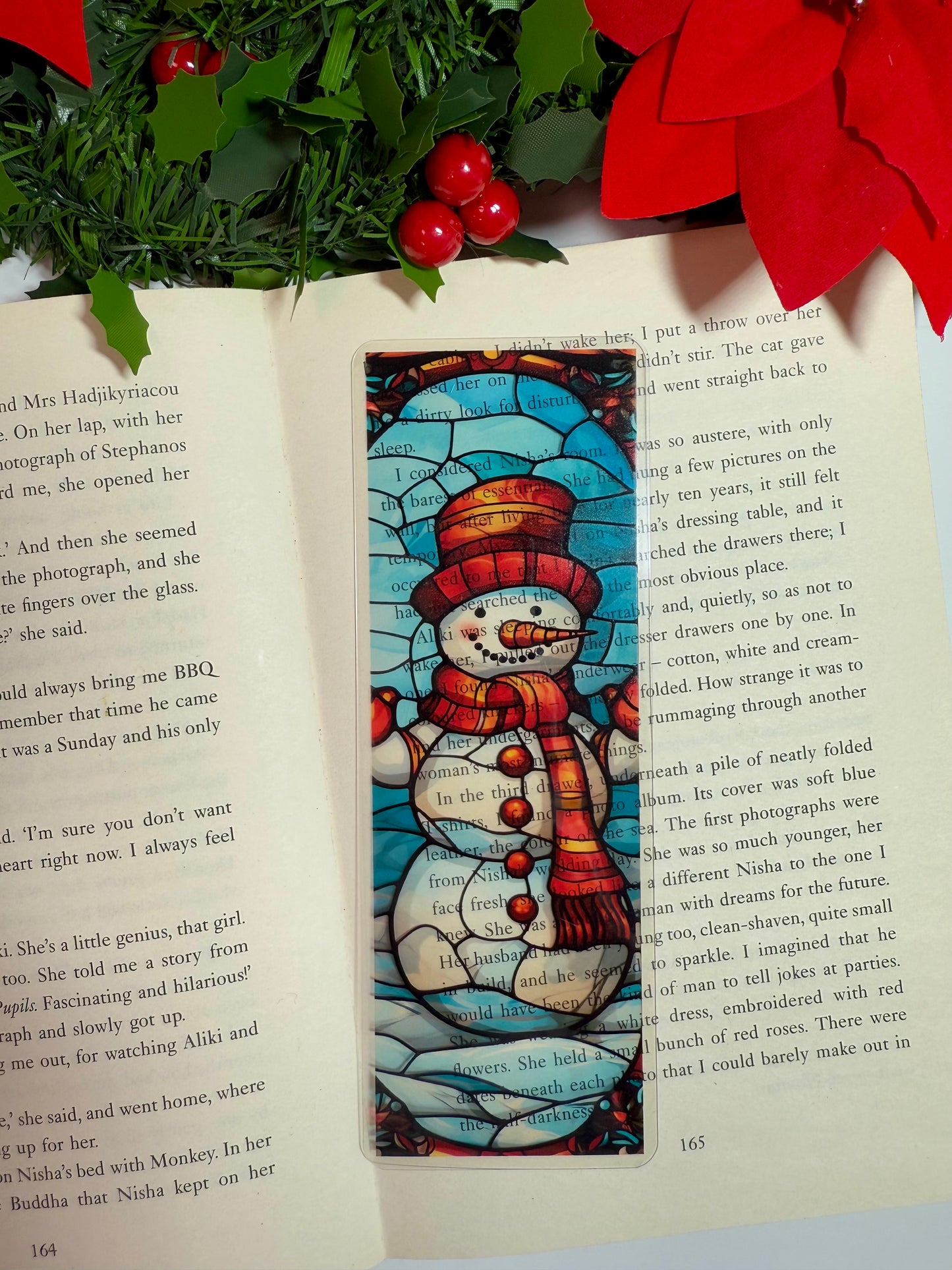 Stained Glass Style Snowman Bookmark