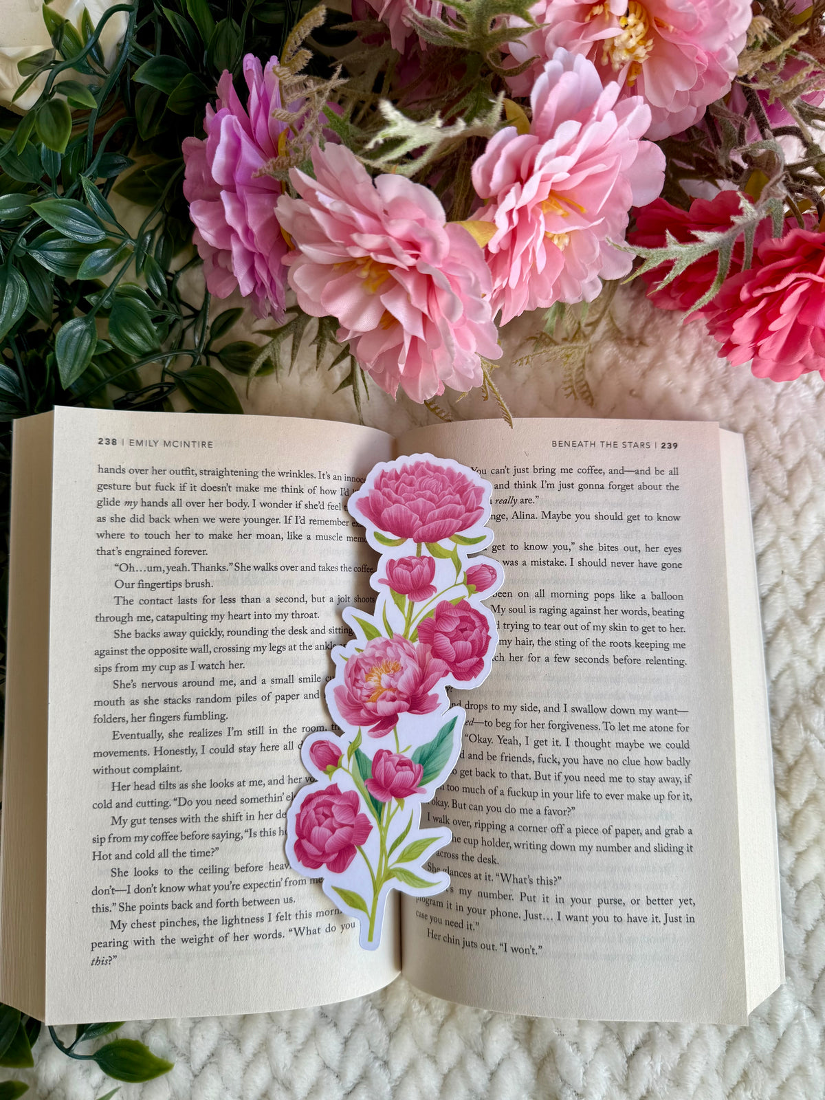Peony Die Cut Bookmark