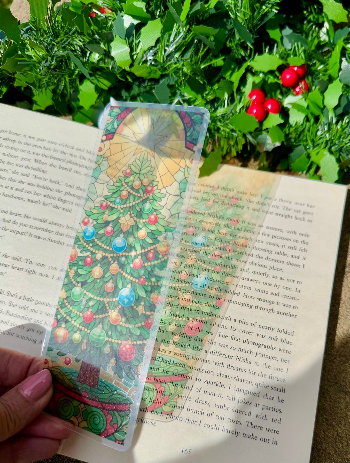 Stained Glass Style  Christmas Tree Bookmark