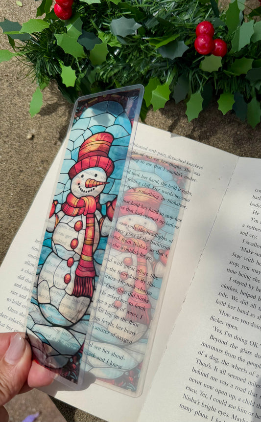 Stained Glass Style Snowman Bookmark