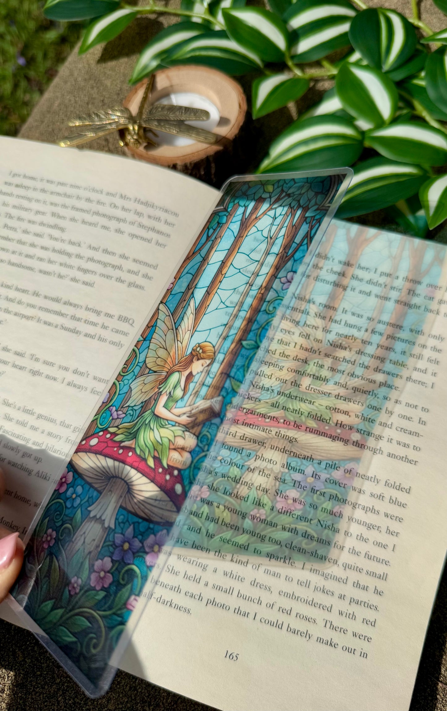 Stained Glass Style Reading Fairy Bookmark