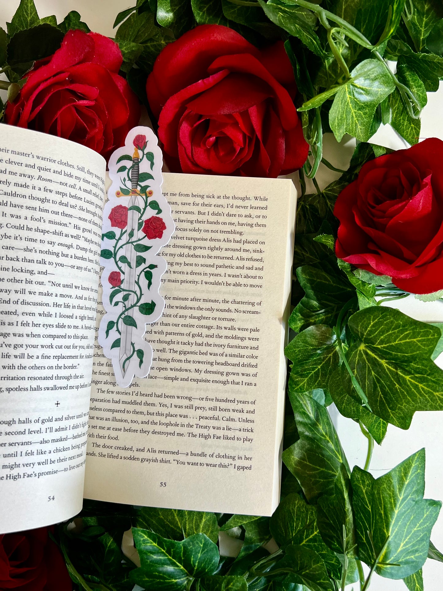 Sword and Roses Die Cut Bookmark