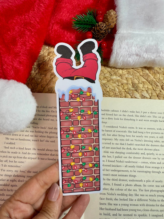 Santa stuck in the chimney Die-Cut Bookmark
