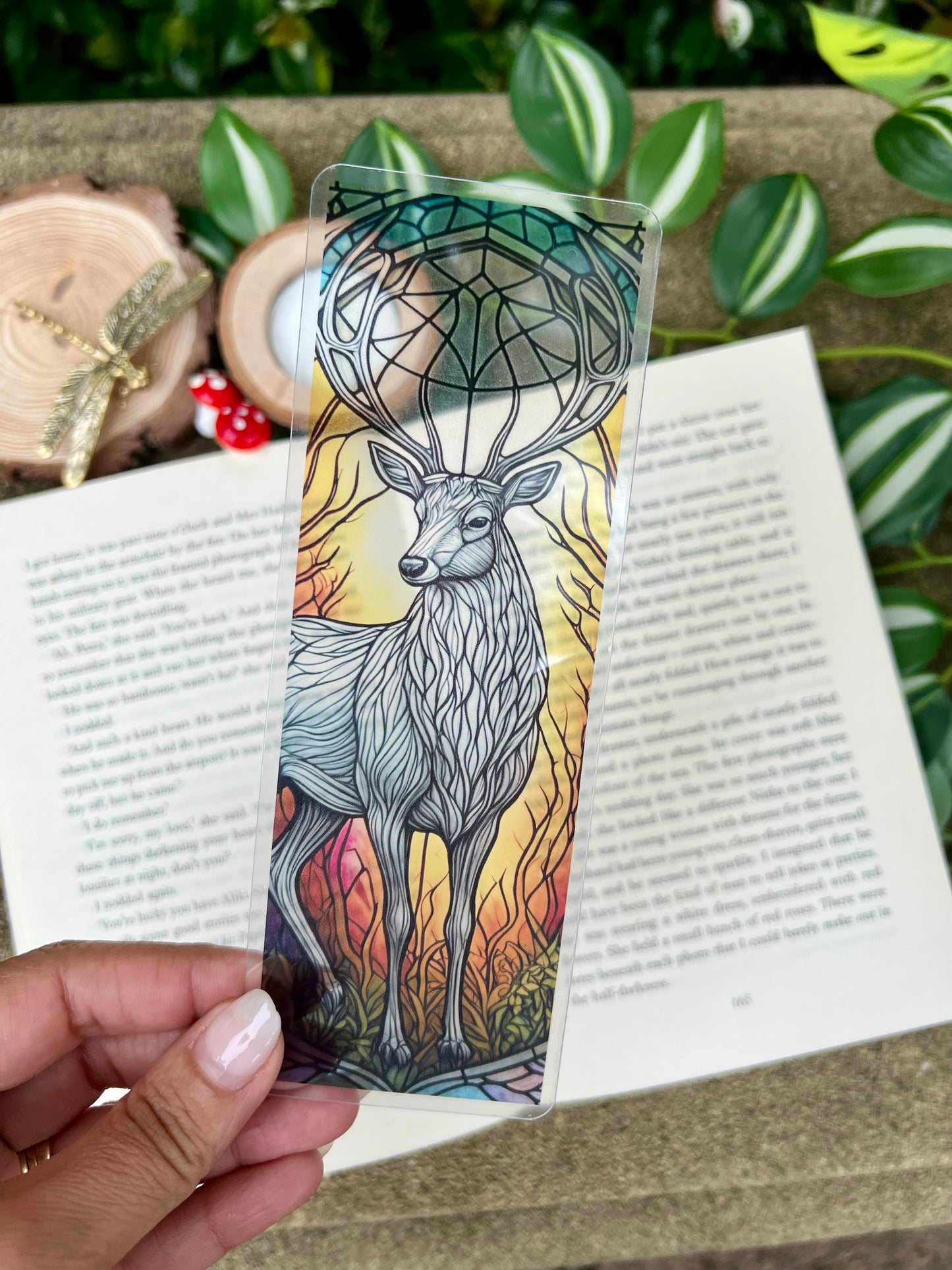 Stained Glass Style Deer Bookmark