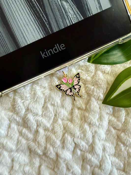 Kindle / E-Reader Charm Floral Butterfly
