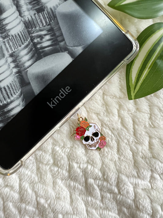 Kindle / E-Reader Charm Floral Skull