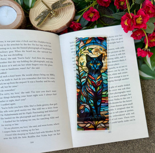 Stained Glass Style Magical Cat Bookmark