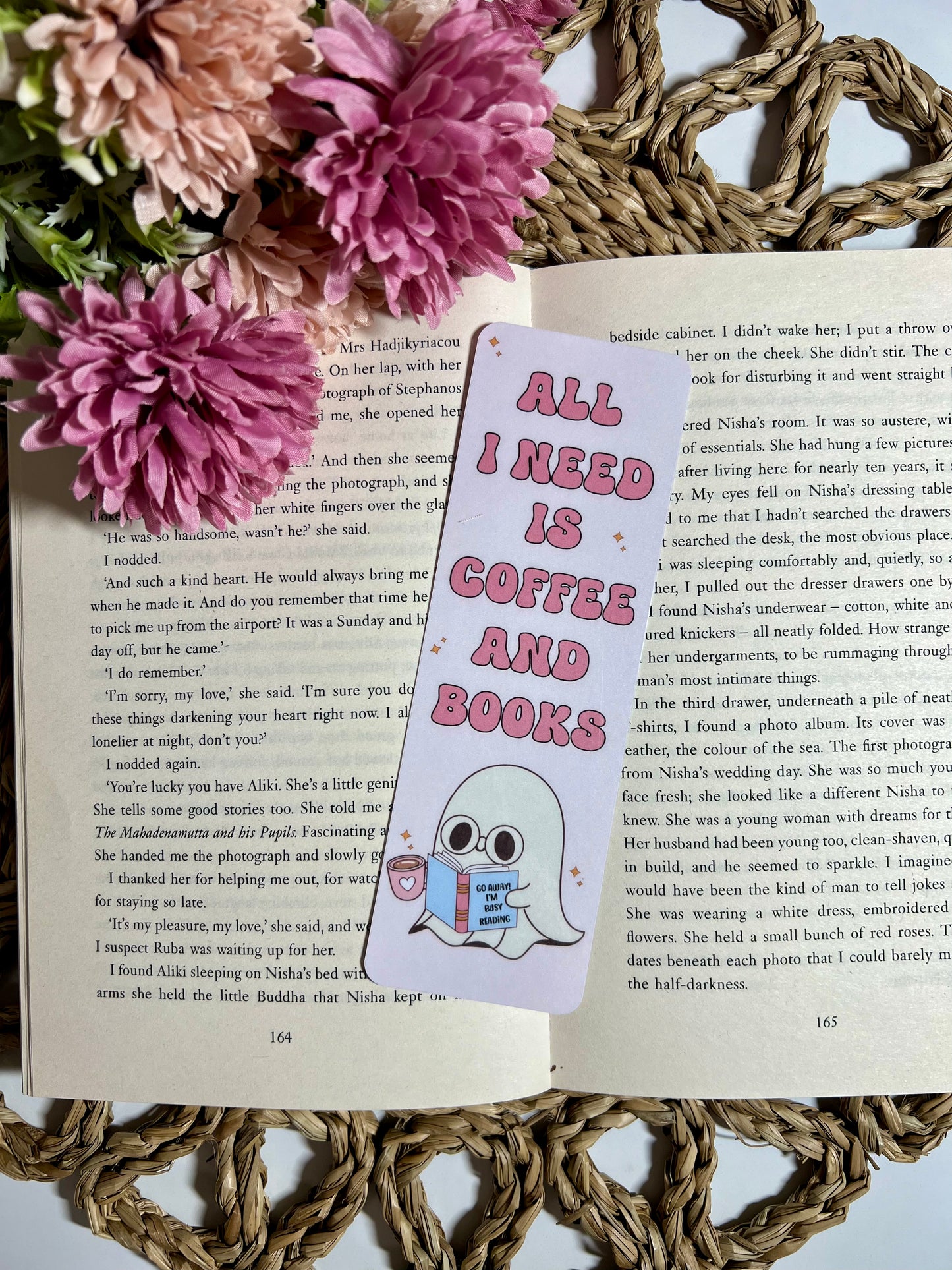 All I need is Coffee and Books Ghost Bookmark
