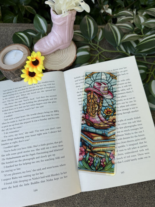 Stained Glass Style Cowboy Romance Bookmark