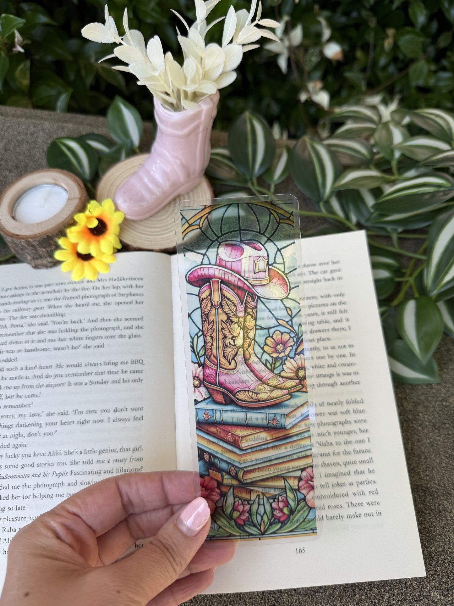 Stained Glass Style Cowboy Romance Bookmark