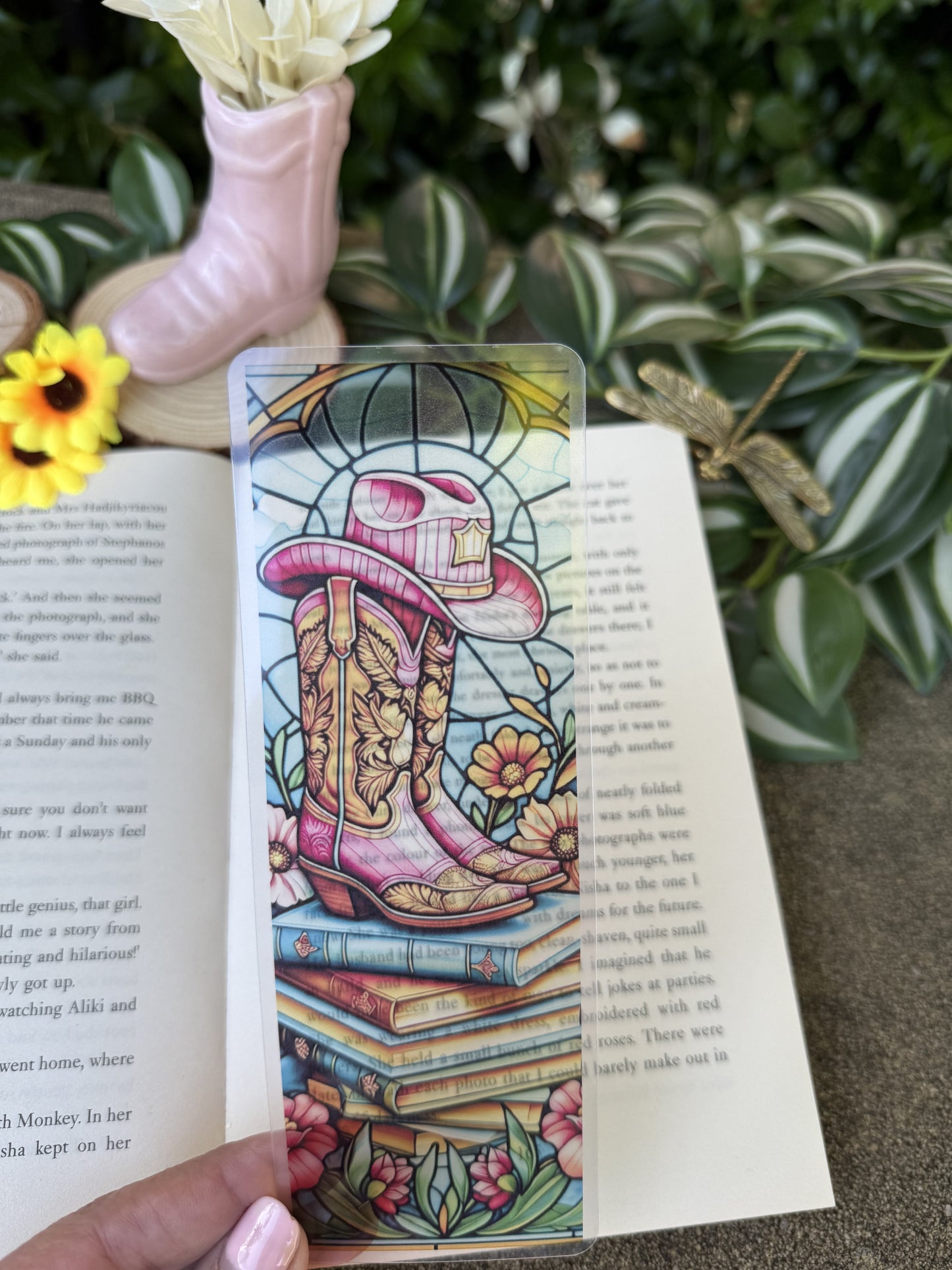 Stained Glass Style Cowboy Romance Bookmark