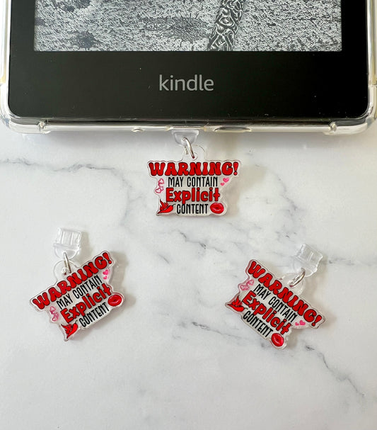 Kindle / E-Reader Charm Warning May Contain Explicit Content