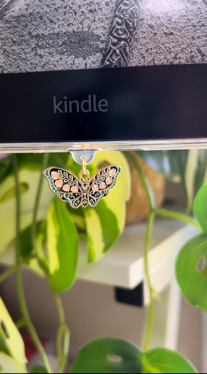 Kindle / E-Reader Charm Floral Luna Moth