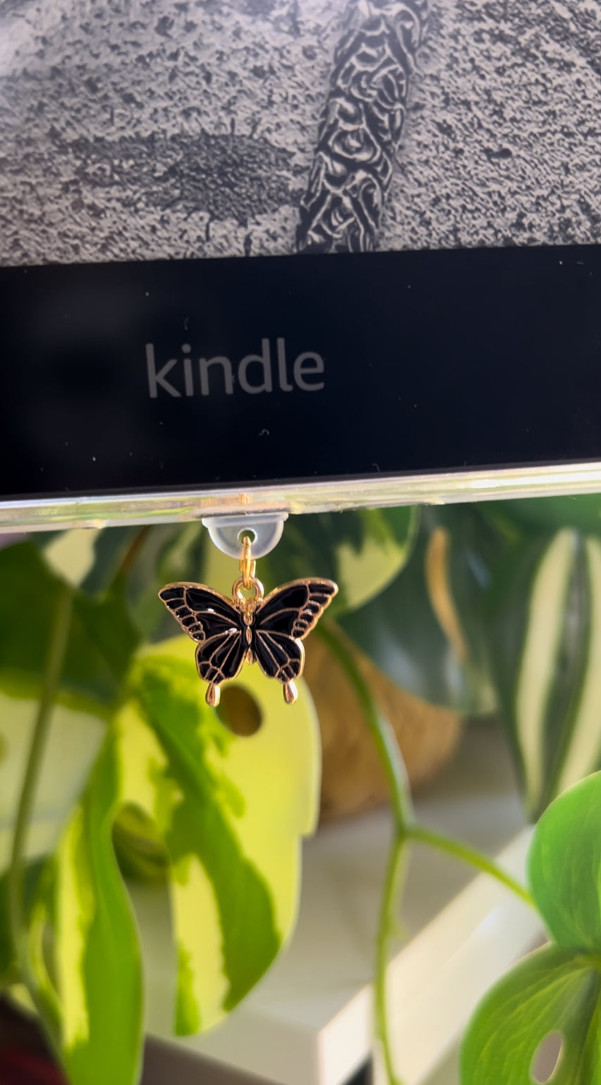 Kindle / E-Reader Charm Black Butterfly