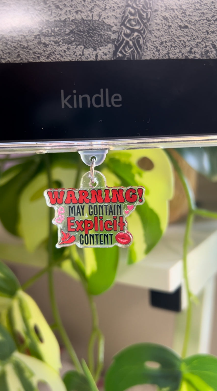 Kindle / E-Reader Charm Warning May Contain Explicit Content