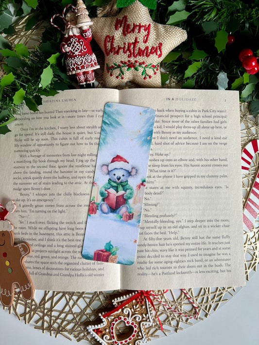 Reading Christmas Koala Bookmark