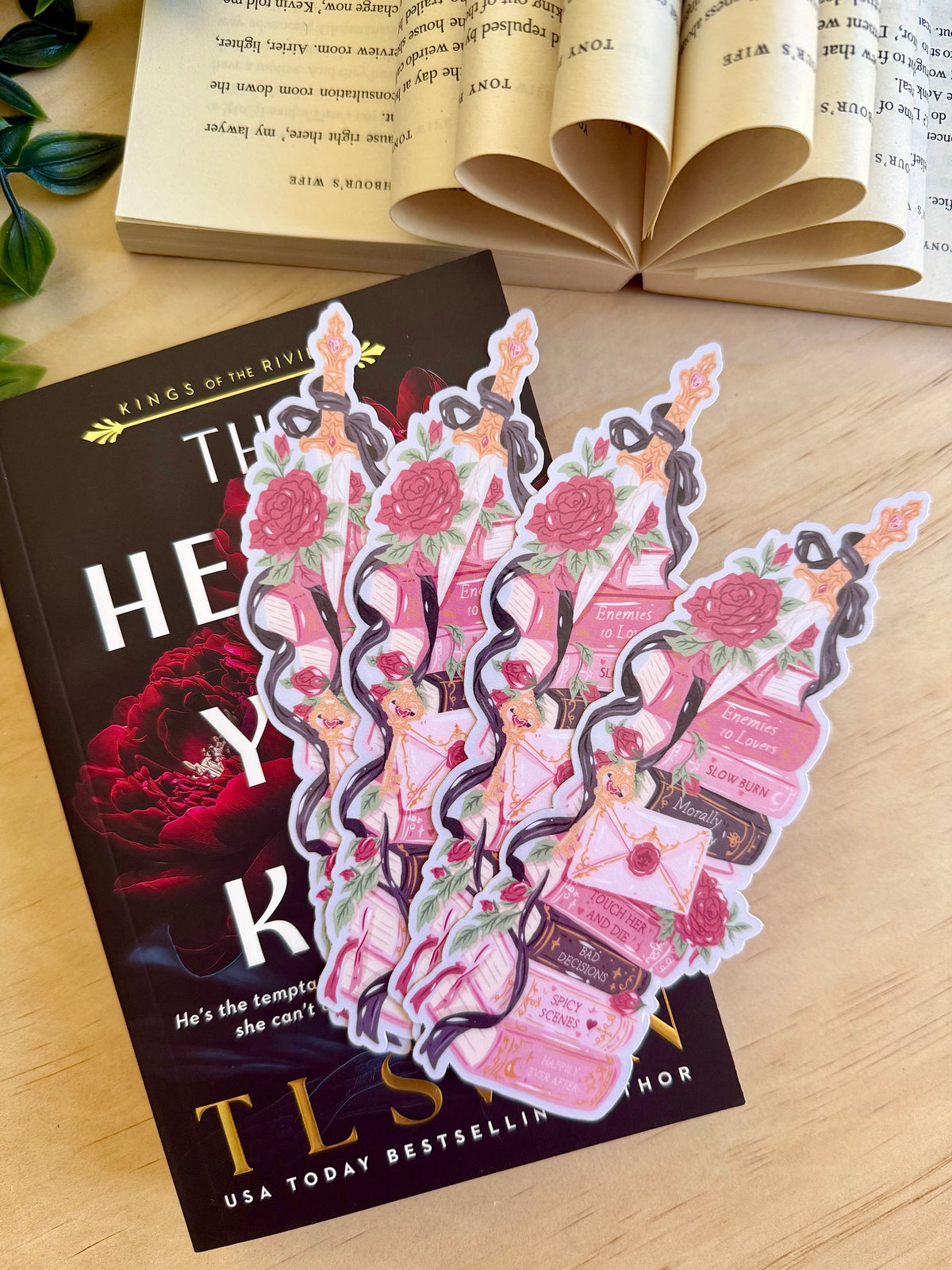 Dark Romance Bookstack Die Cut Bookmark