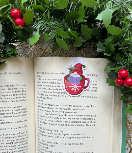 Christmas Gnome Reading Magnetic Bookmark