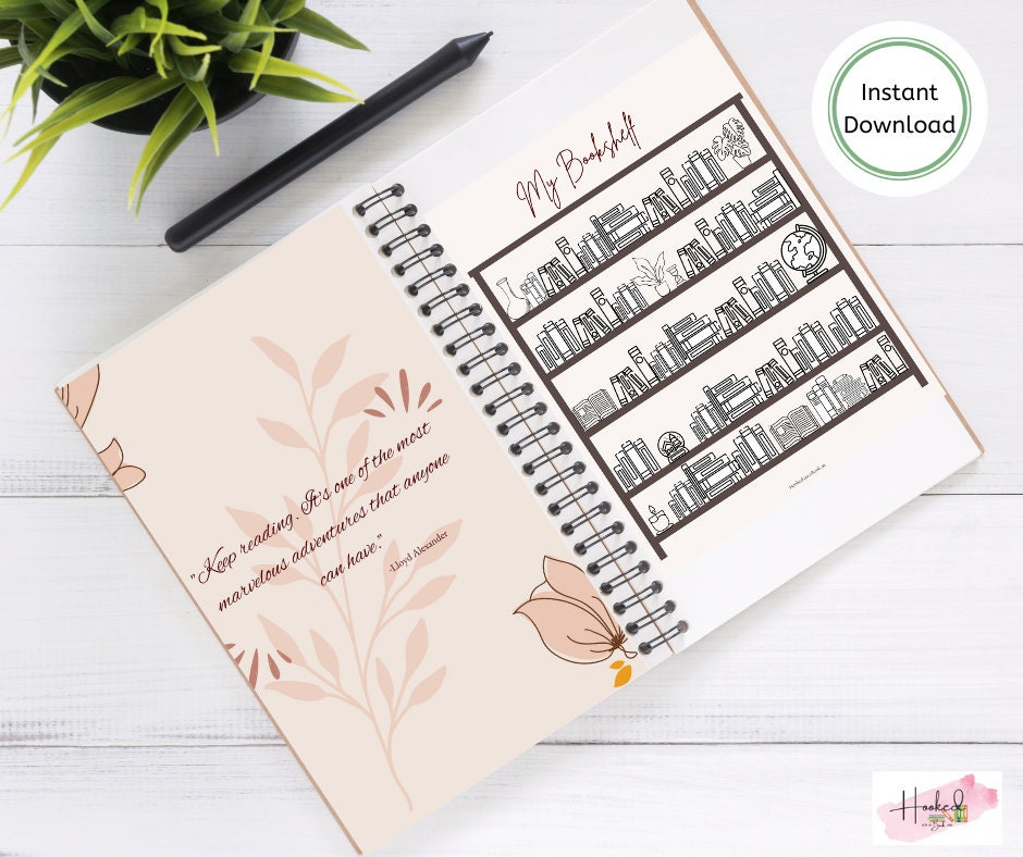 Printable Reading Journal: Book Tracker, Review, and Challenge (PDF Download)