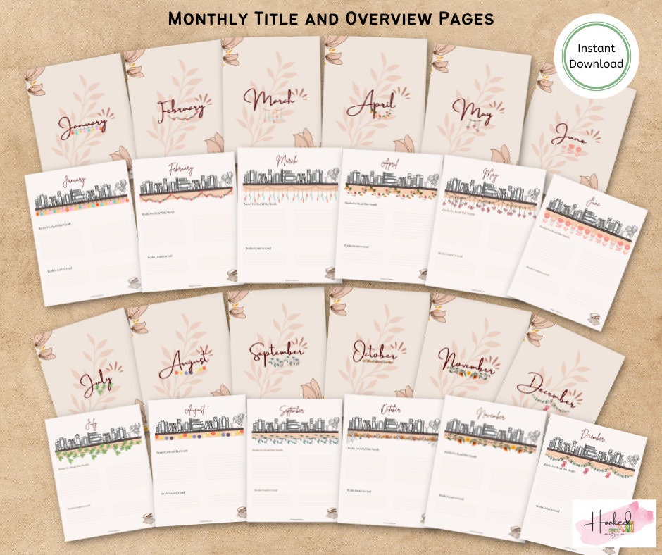 Printable Reading Journal: Book Tracker, Review, and Challenge (PDF Download)