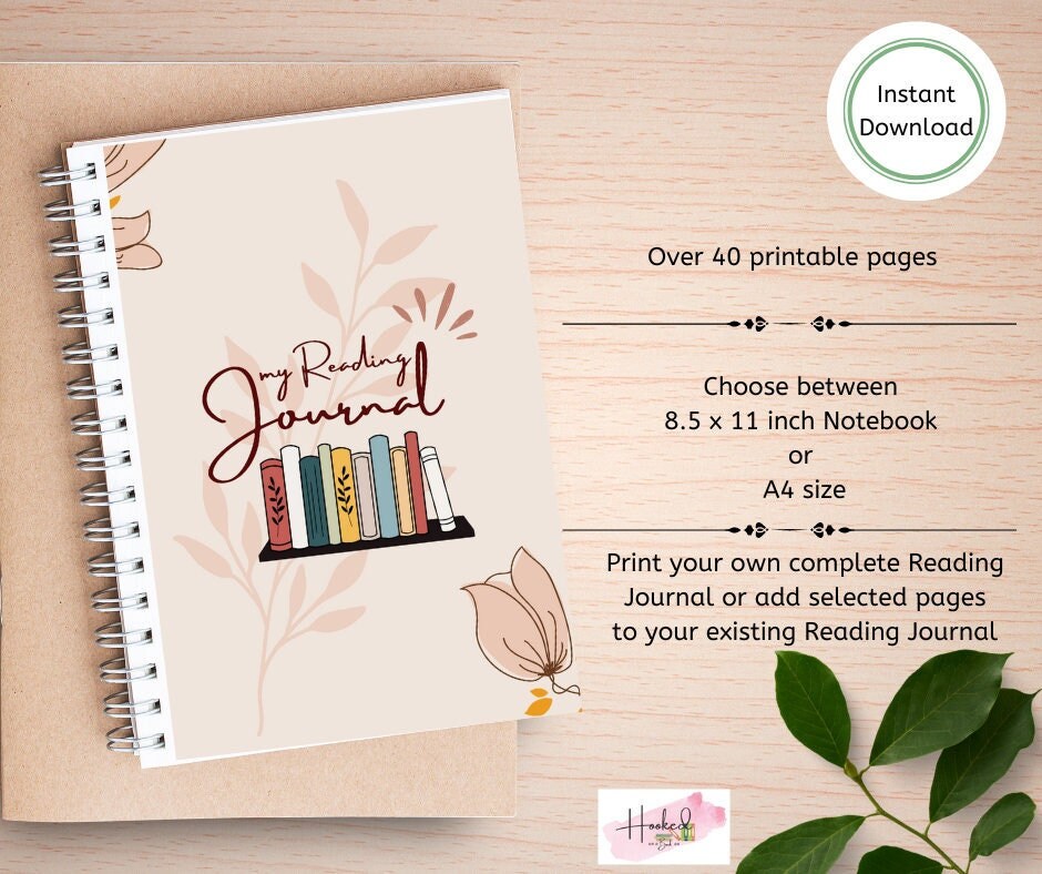 Printable Reading Journal: Book Tracker, Review, and Challenge (PDF Download)