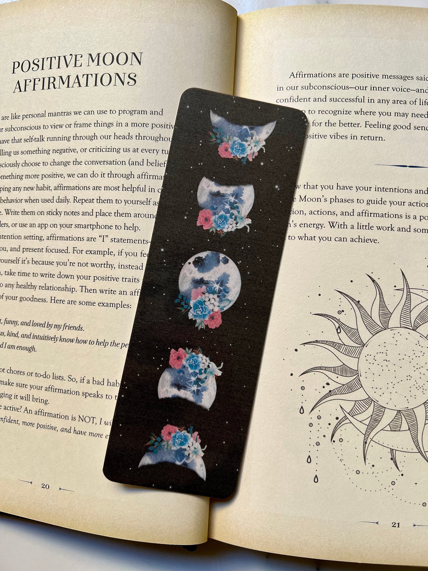 Floral Moon Phase Bookmark