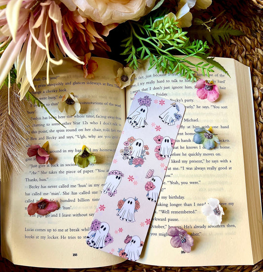 Groovy Floral Ghosts Bookmark