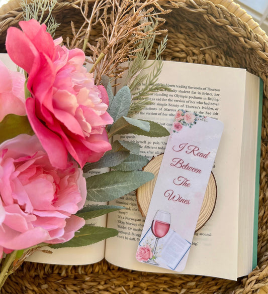 I Read Between the Wines Floral Bookmark