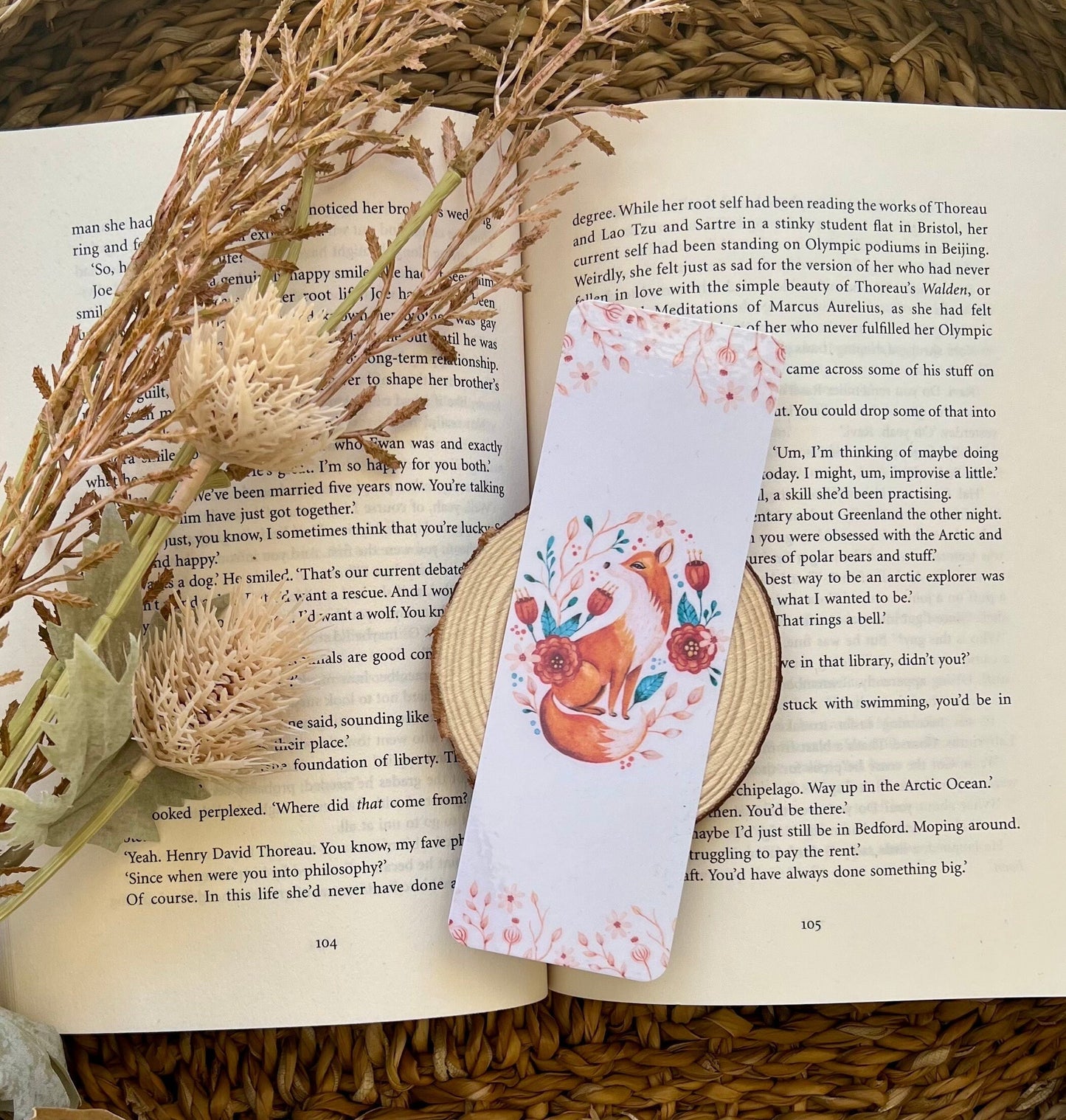 Floral Fox Bookmark