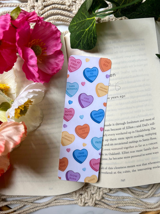 Love Heart Candy Romance Tropes Bookmark