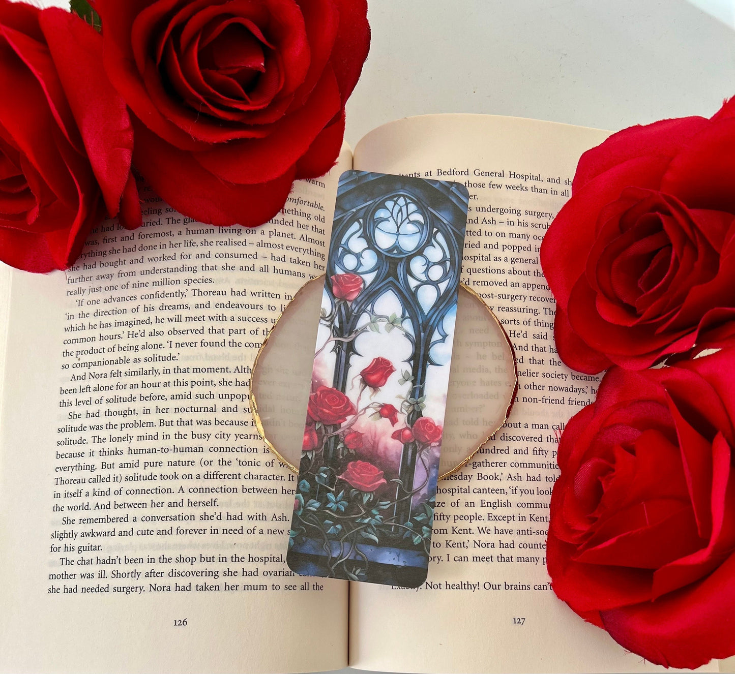 Castle Window with Red Roses Bookmark