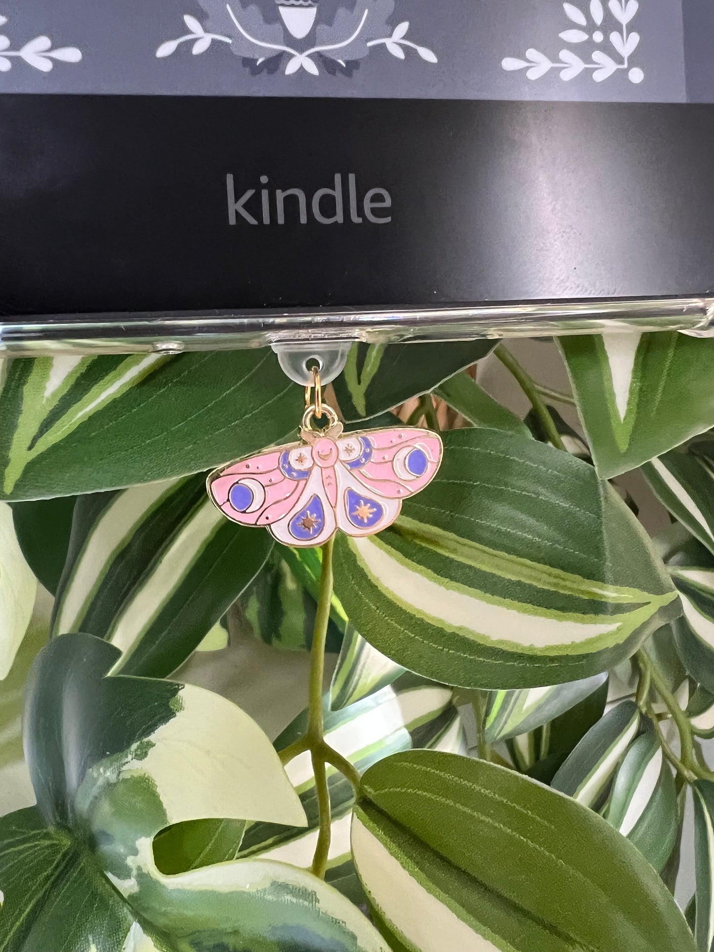 Kindle / E-Reader Charm Pink Luna Moth