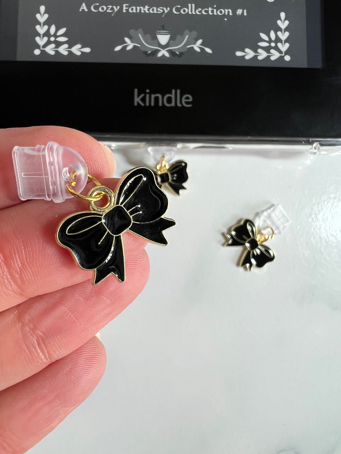 Kindle / E-Reader Charm Black Bow