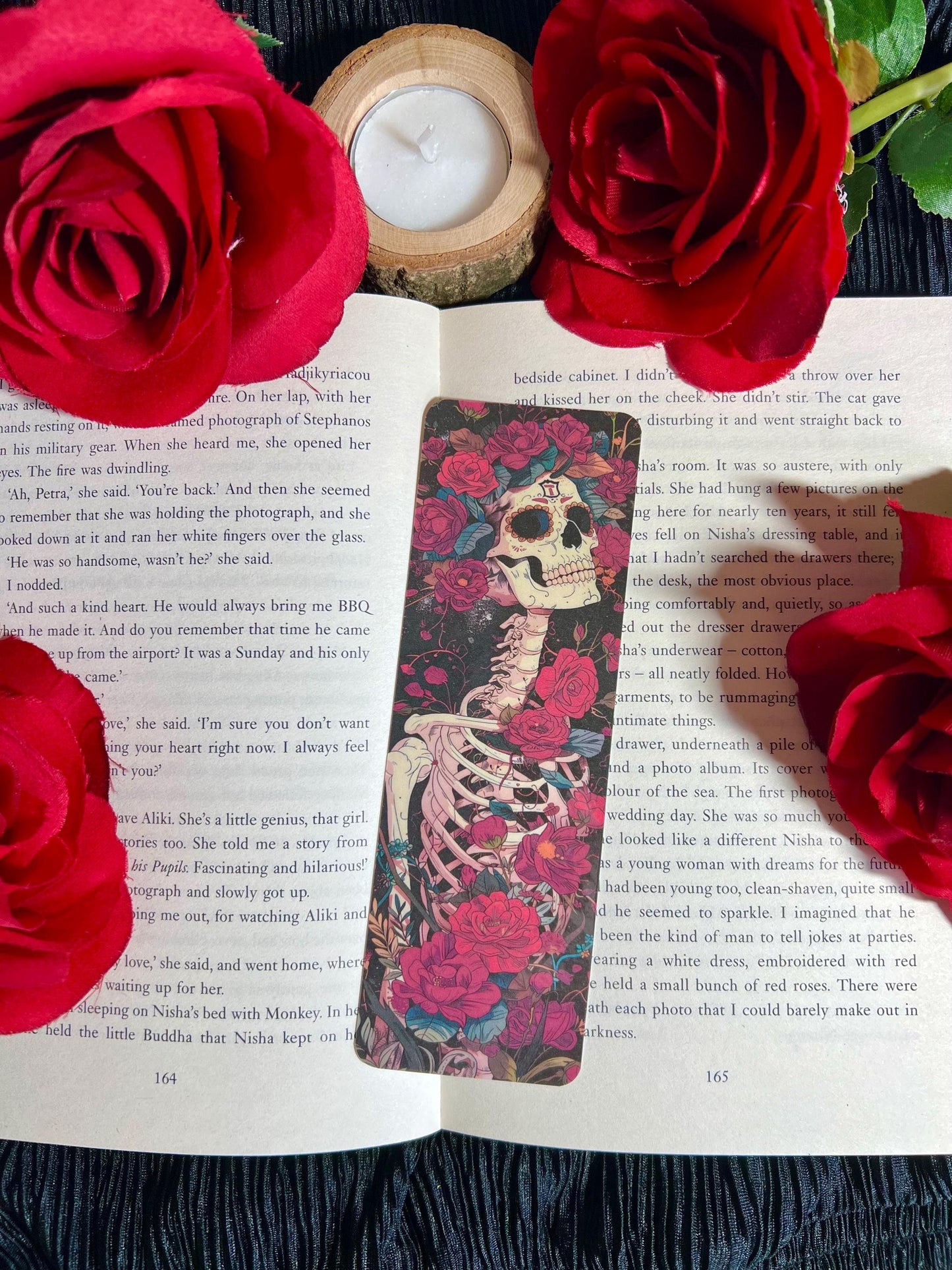 Skeleton and Roses Bookmark