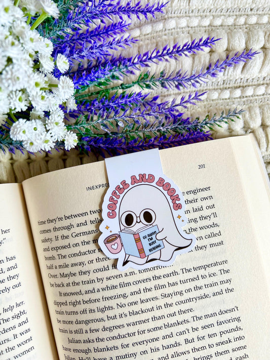 Ghost Coffee and Books Magnetic Bookmark