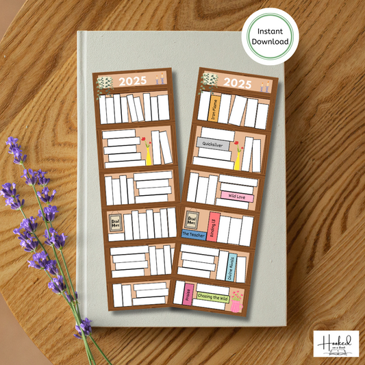 2025 Printable bookshelf bookmark/Book Tracker