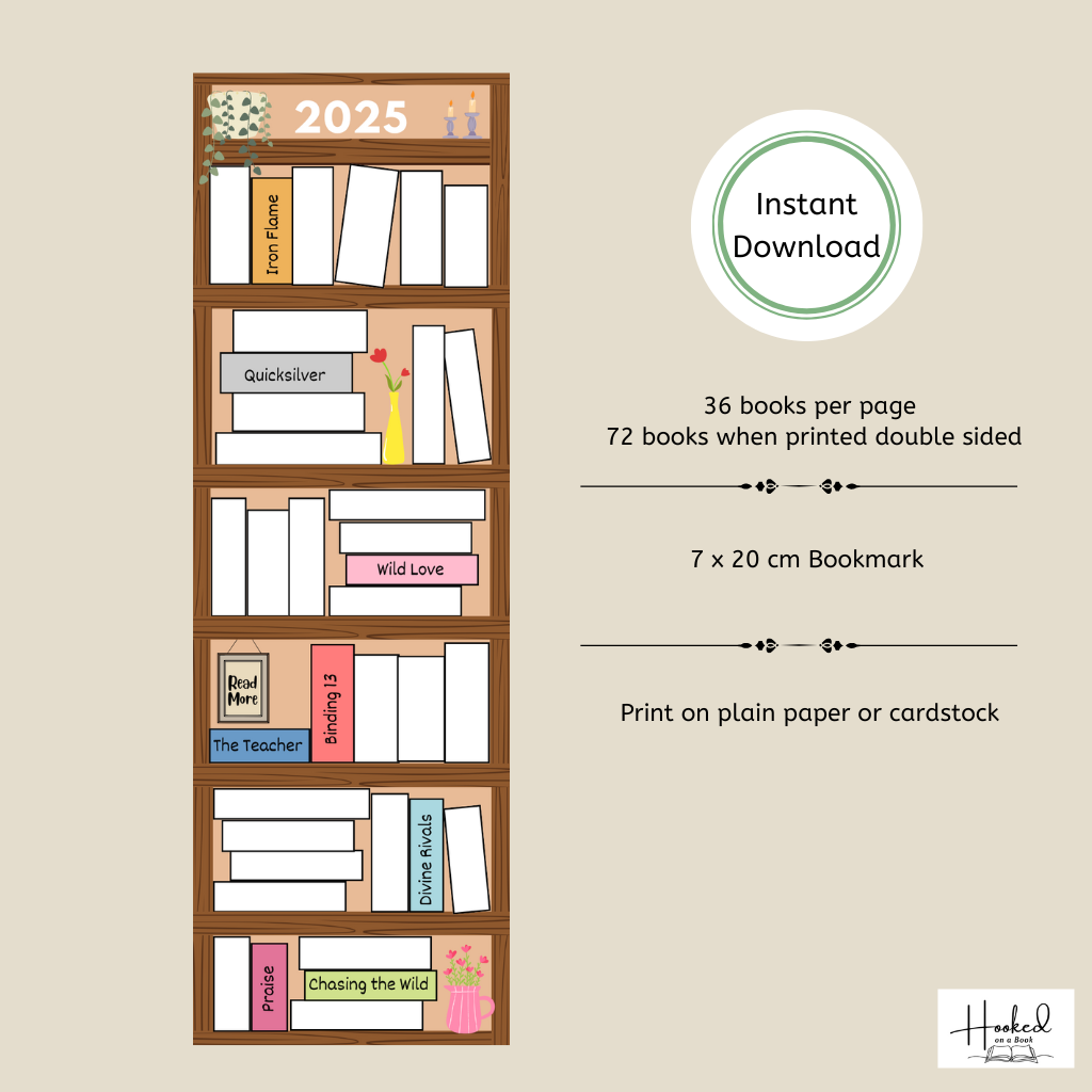 2025 Printable bookshelf bookmark/Book Tracker